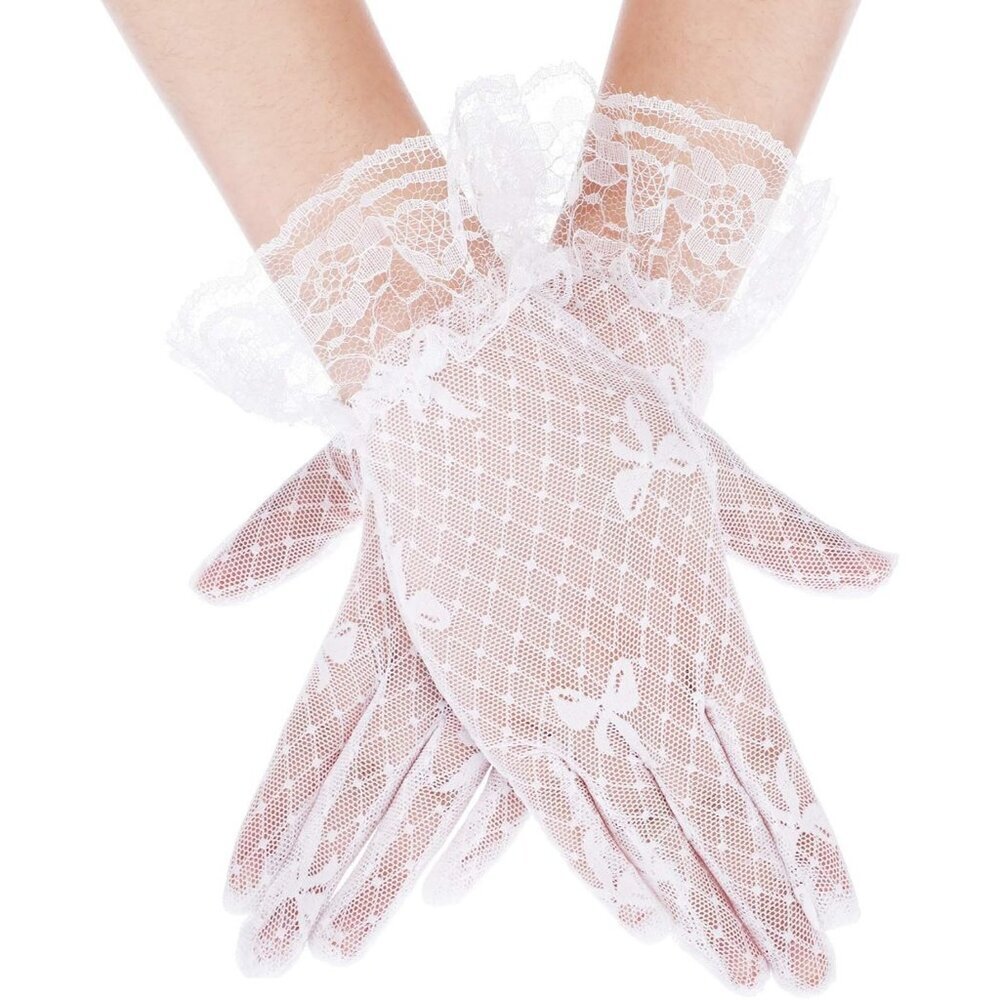 Women's Elegant Dress Up Lace Gloves White Halloween Wedding Parties Prom